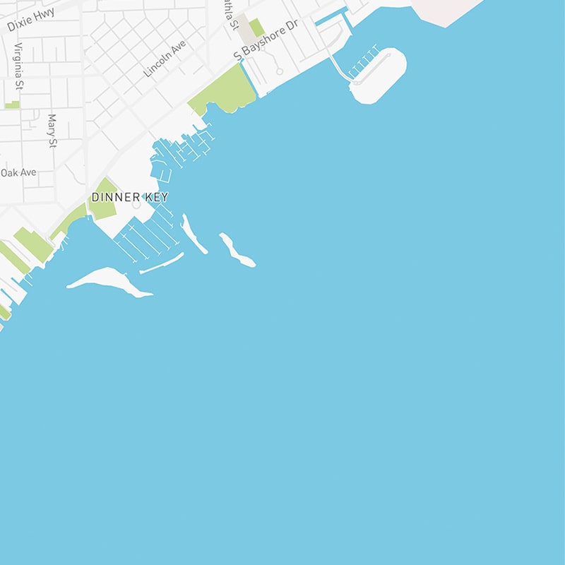 Map illustration of Coconut Grove, Florida.