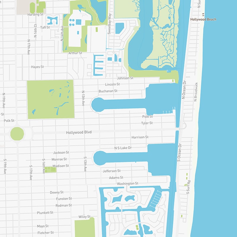 Map illustration of Key Biscayne, Florida.