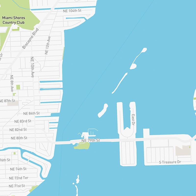 Map illustration of Upper East Side Miami, Florida.